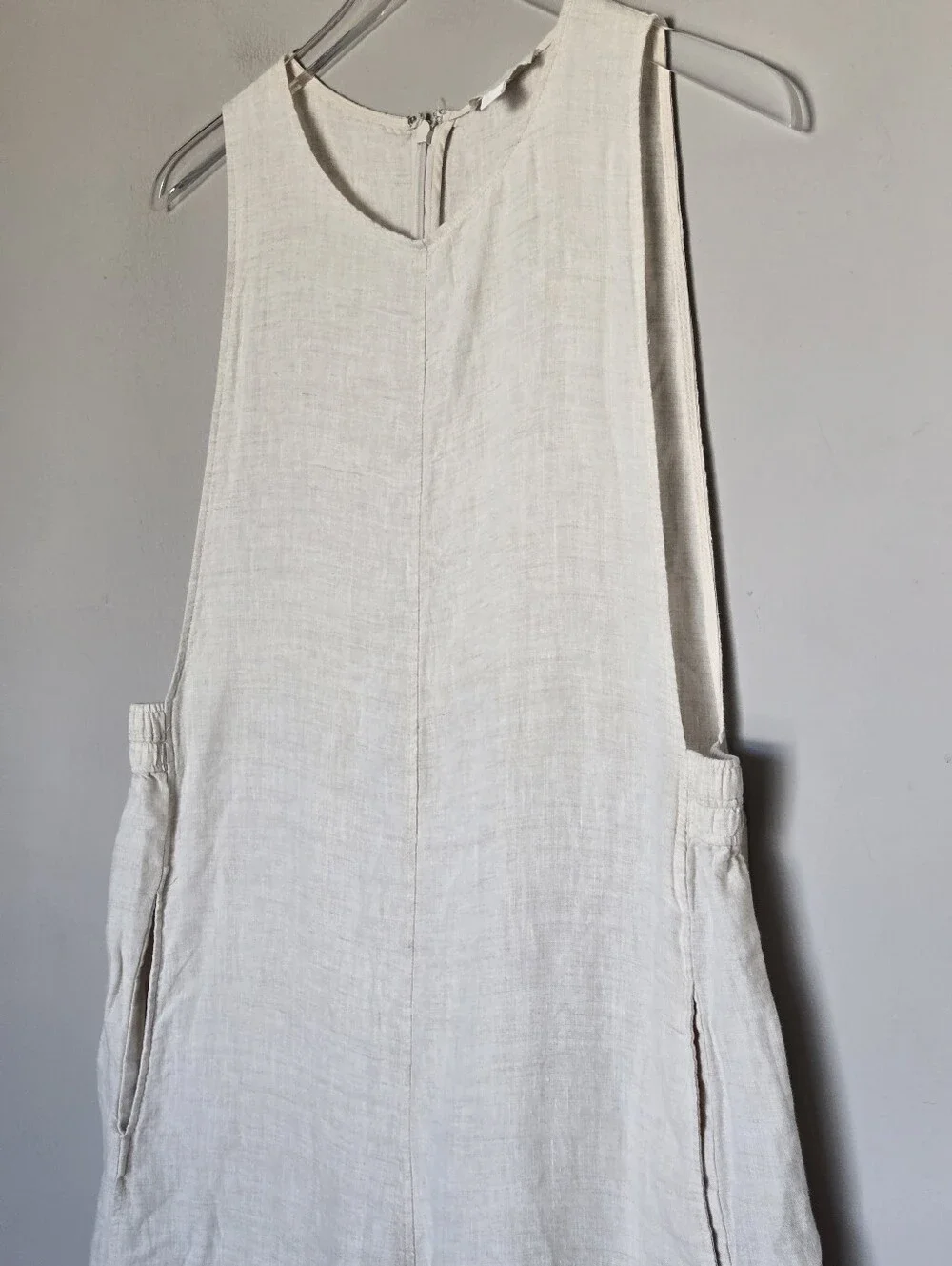 COS 100% Linen Sleeveless Wide-Leg Oversized Jumpsuit in Natural Size XS